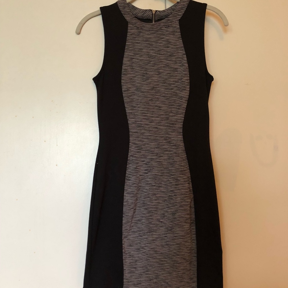 Short black and grey patterned party dress